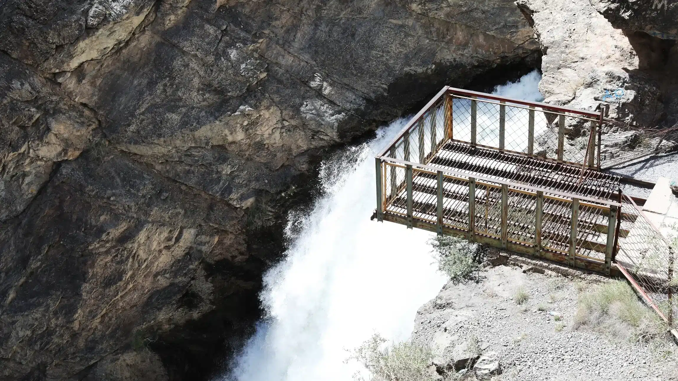 Waterfall hike near Iskanderkul Lake, Tajikistan